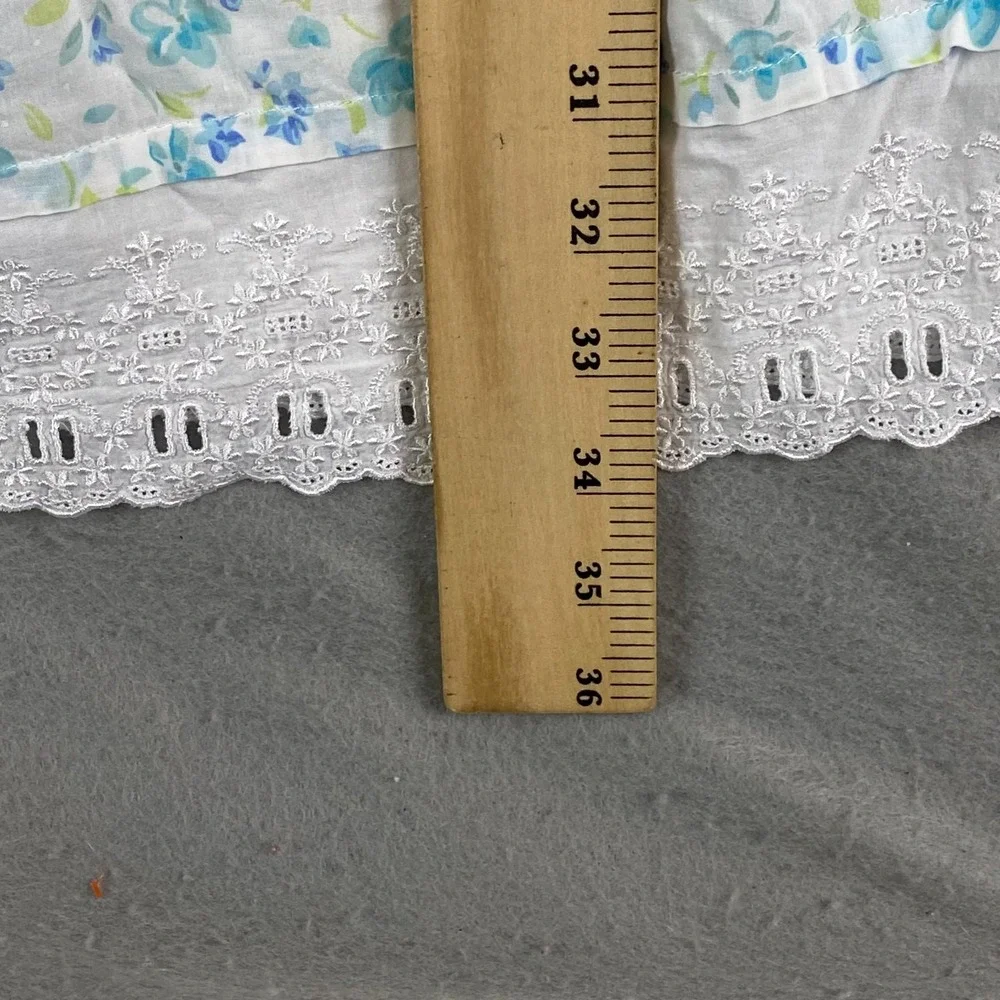 Eileen West Cotton Lawn Chemise Nightgown Small pearl buttons lace cottage blue
